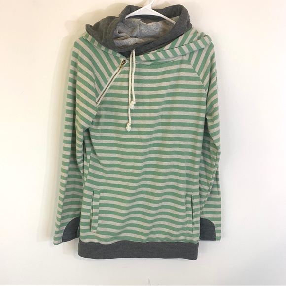 & Asymmetrical Zipper Double Hooded Sweatshirt - Picture 4 of 14